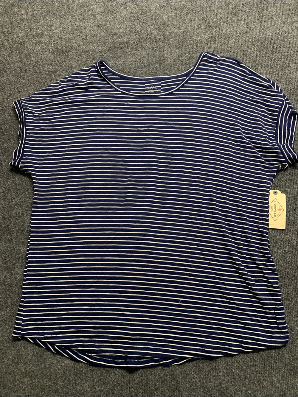 St. John's Bay Navy and White Striped Short Sleeve Tee